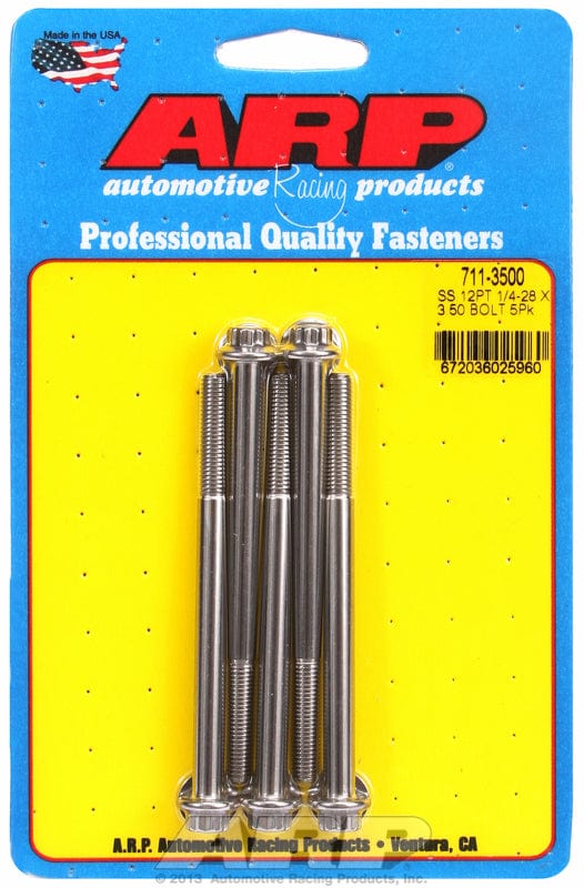 ARP 1/4" UNF x 3.500" UHL With 5/16" Socket Head ARP fasteners 5-Pack Bolt Kit, 12-Point Head S/S AR711-3500 SR