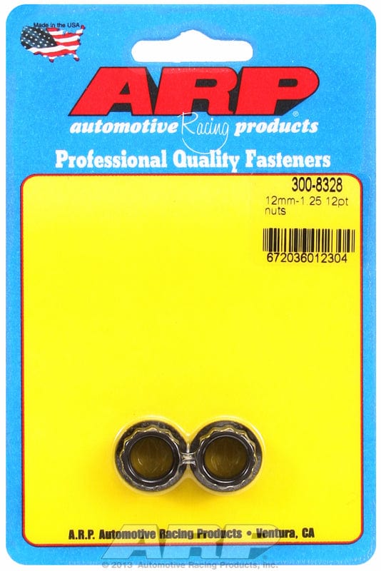 ARP 12mm X 1.25 Thread, 14mm Socket (2 Pack) ARP fasteners 12-Point Nut, Chrome Moly Black Oxide AR300-8328 SR