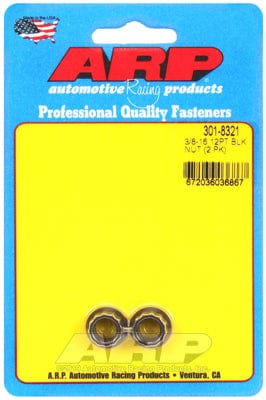 ARP 3/8" UNC Thread, 7/16" Socket (2-Pack) ARP fasteners 12-Point Nut, Chrome Moly Black Oxide AR301-8321 SR