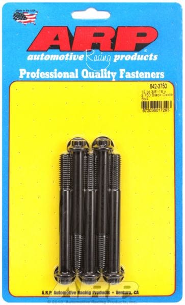 ARP 3/8" UNC x 3.750" UHL With 3/8" Socket Head ARP fasteners 5-Pack Bolt Kit, 12-Point Head Black Oxide AR642-3750 SR