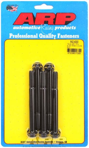 ARP 3/8" UNC x 4.000" UHL With 3/8" Socket Head ARP fasteners 5-Pack Bolt Kit, 12-Point Head Black Oxide AR642-4000 SR
