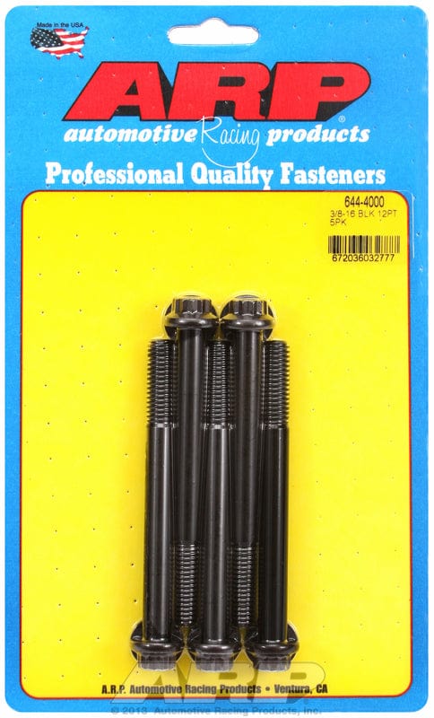 ARP 3/8" UNC x 4.000" UHL With 7/16" Socket Head ARP fasteners 5-Pack Bolt Kit, 12-Point Head Black Oxide AR644-4000 SR