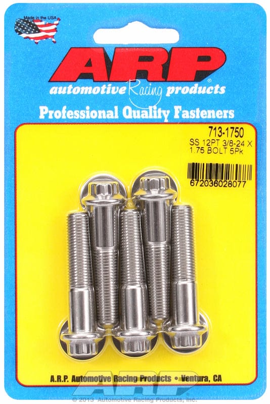 ARP 3/8" UNF x 1.750" UHL With 3/8" Socket Head ARP fasteners 5-Pack Bolt Kit, 12-Point Head S/S AR713-1750 SR