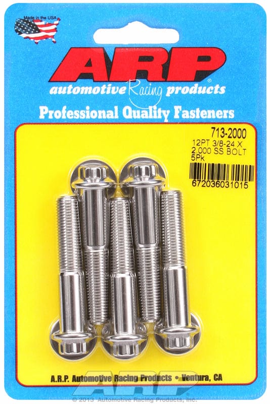 ARP 3/8" UNF x 2.000" UHL With 3/8" Socket Head ARP fasteners 5-Pack Bolt Kit, 12-Point Head S/S AR713-2000 SR