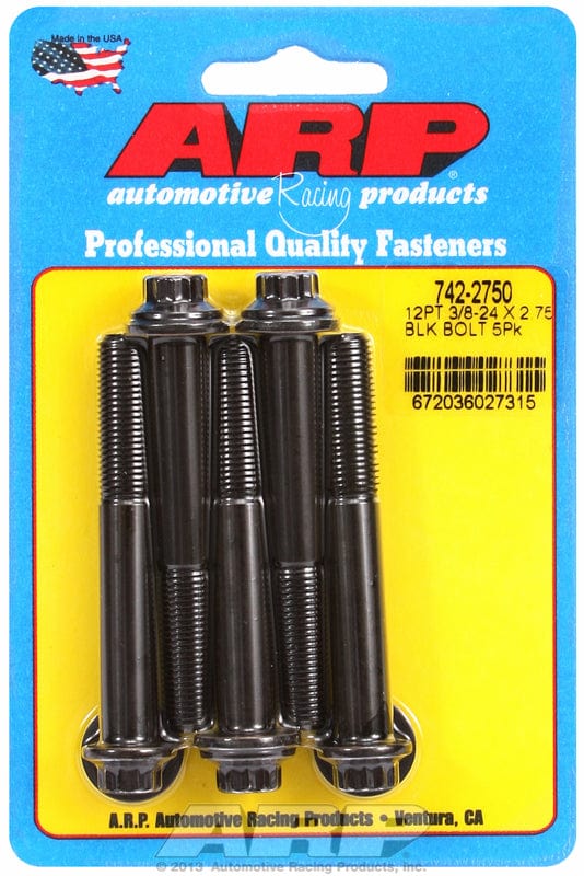 ARP 3/8" UNF x 2.750" UHL With 3/8" Socket Head ARP fasteners 5-Pack Bolt Kit, 12-Point Head Black Oxide AR742-2750 SR