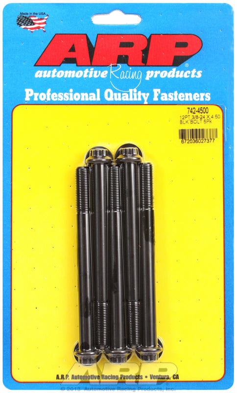ARP 3/8" UNF x 4.500" UHL With 3/8" Socket Head ARP fasteners 5-Pack Bolt Kit, 12-Point Head Black Oxide AR742-4500 SR