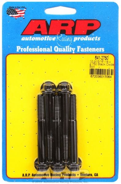 ARP 5/16" UNC x 2.750" UHL With 3/8" Socket Head ARP fasteners 5-Pack Bolt Kit, 12-Point Head Black Oxide AR641-2750 SR