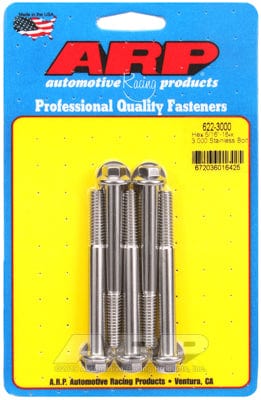 ARP 5/16" UNC x 3.000" UHL With 3/8" Socket ARP fasteners 5-Pack Bolt Kit, Hex Head S/S AR622-3000 SR