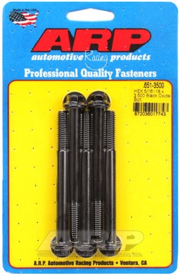 ARP 5/16" UNC x 3.500" UHL With 3/8" Socket Head ARP fasteners 5-Pack Bolt Kit, Hex Head Black Oxide AR651-3500 SR