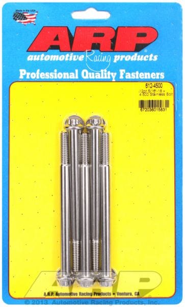 ARP 5/16" UNC x 4.500" UHL With 3/8" Socket Head ARP fasteners 5-Pack Bolt Kit, 12-Point Head S/S AR612-4500 SR