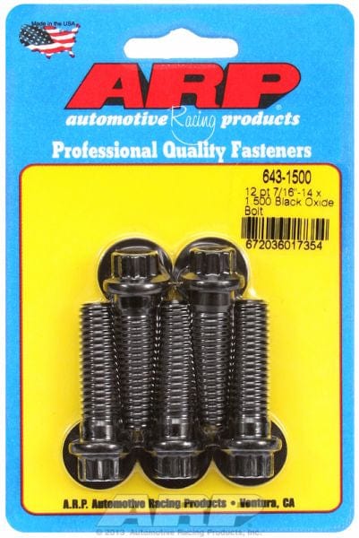 ARP 7/16" UNC x 1.500" UHL With 7/16" Socket Head ARP fasteners 5-Pack Bolt Kit, 12-Point Head Black Oxide AR643-1500 SR