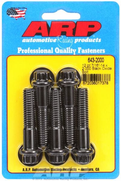 ARP 7/16" UNC x 2.000" UHL With 7/16" Socket Head ARP fasteners 5-Pack Bolt Kit, 12-Point Head Black Oxide AR643-2000 SR