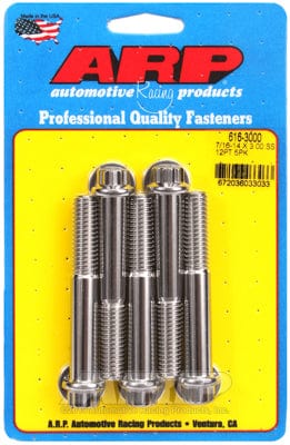 ARP 7/16" UNC x 3.000" UHL With 7/16" Socket Head ARP fasteners 5-Pack Bolt Kit, 12-Point Head S/S AR616-3000 SR