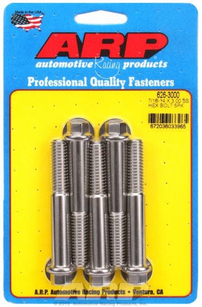 ARP 7/16" UNC x 3.000" UHL With 7/16" Socket Head ARP fasteners 5-Pack Bolt Kit, Hex Head S/S AR626-3000 SR