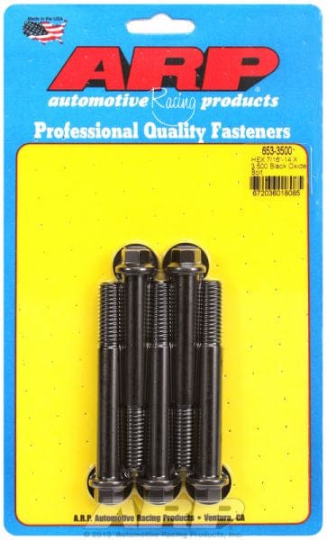 ARP 7/16" UNC x 3.500" UHL With 7/16" Socket Head ARP fasteners 5-Pack Bolt Kit, Hex Head Black Oxide AR653-3500 SR