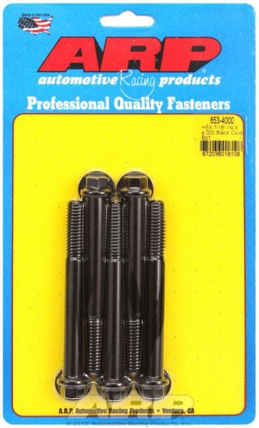 ARP 7/16" UNC x 4.000" UHL With 7/16" Socket Head ARP fasteners 5-Pack Bolt Kit, Hex Head Black Oxide AR653-4000 SR