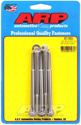 ARP fasteners 1/4" UNC x 3.000" UHL With 5/16" Socket Head ARP fasteners 5-Pack Bolt Kit, Hex Head S/S AR621-3500 SR