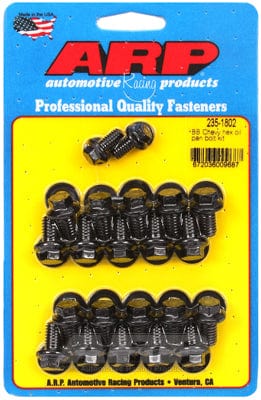 ARP fits BB Chev With Standard 2-Piece Style Gasket ARP fasteners Oil Pan Bolt Kit, Hex Head Black Oxide AR235-1802 SR