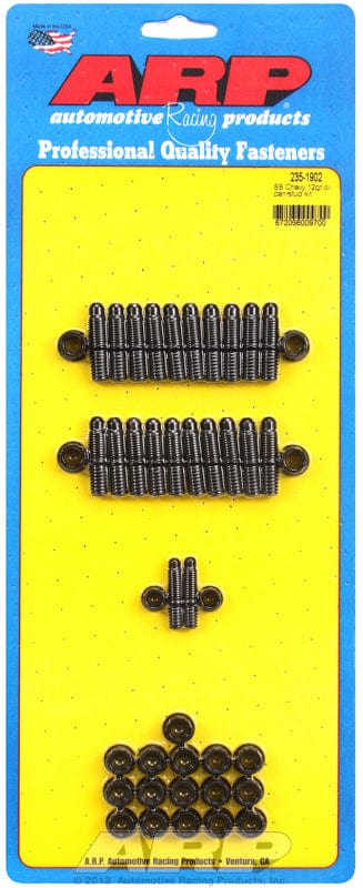 ARP fits BB Chev With Standard 2-Piece Style Gasket ARP fasteners Oil Pan Stud Kit, 12-Point Nut Black Oxide AR235-1902 SR