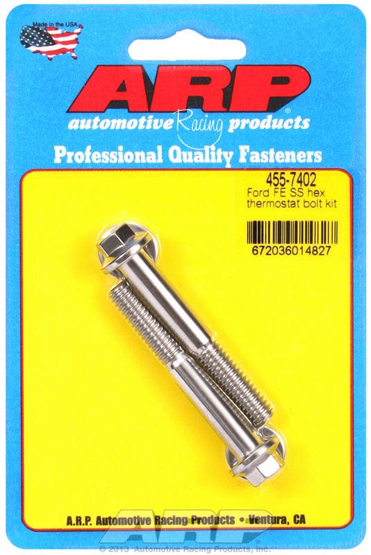 ARP fits FE Ford 390-428 2.250" UHL ARP fasteners Thermostat Housing Bolt Kit, Hex Head S/S AR455-7402 SR