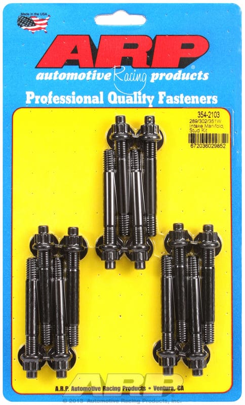 ARP fits Ford 289-302-351 Windsor ARP fasteners Intake Manifold Stud Kit, 12-Point Black Oxide AR354-2103 SR