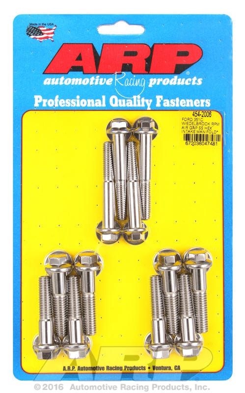ARP fits Ford 302-351 Cleveland With Edelbrock RPM Air Gap ARP fasteners Intake Manifold Bolt Kit Hex Head, S/S AR454-2006 SR