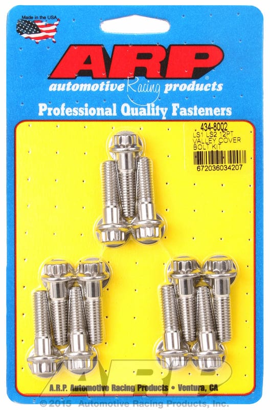 ARP fits GM LS Series ARP fasteners Intake Valley Cover Bolt Kit, 12-Point Head S/S AR434-8002 SR