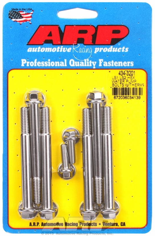 ARP fits GM LS Series ARP fasteners Water Pump & Thermostat Bolt Kit, Hex Head S/S AR434-3201 SR