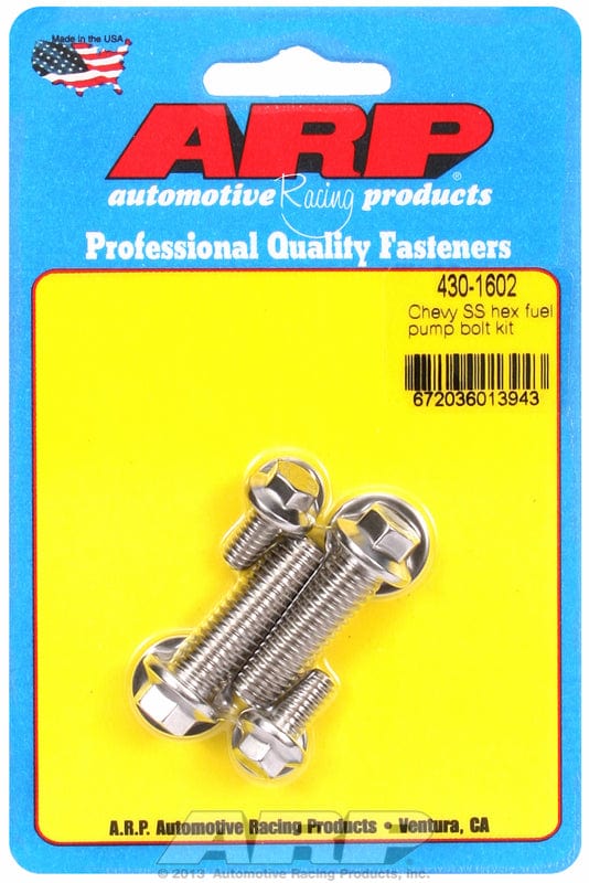 ARP fits SB/BB Chev ARP fasteners Fuel Pump Bolt Kit, Hex Head S/S AR430-1602 SR