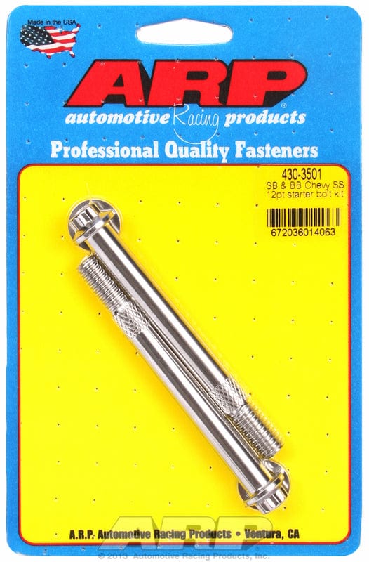 ARP fits SB/BB Chev With Standard & OEM High Torque Starters, 3/8-16 Thre ARP fasteners Starter Motor Bolt Kit, 12-Point Head S/S AR430-3501 SR