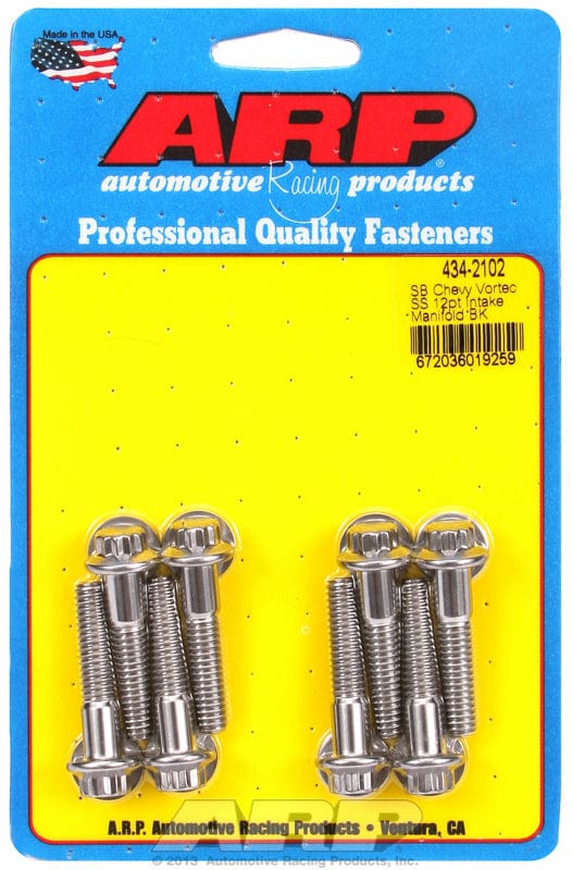 ARP fits SB Chev 305-350 Vortec (Fits Most Aftermarket Aluminium Intake M ARP fasteners Intake Manifold Bolt Kit, 12-Point Head S/S AR434-2102 SR
