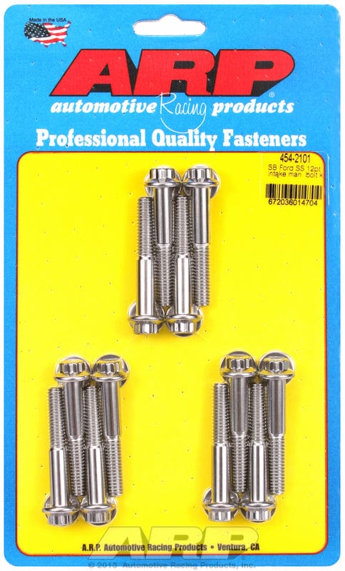 ARP fits SB Ford 283-302-351 Windsor (Uses 3/8" Socket) ARP fasteners Intake Manifold Bolt Kit, 12-Point Head S/S AR454-2101 SR