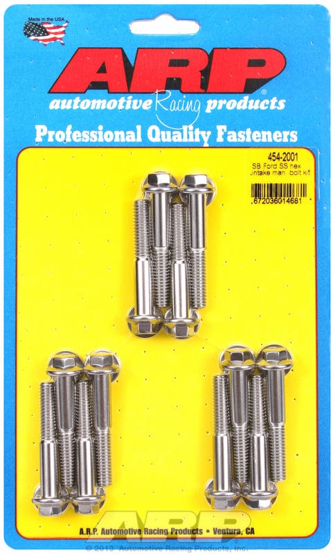 ARP fits SB Ford 283-302-351 Windsor (Uses 3/8" Socket) ARP fasteners Intake Manifold Bolt Kit, Hex Head S/S AR454-2001 SR