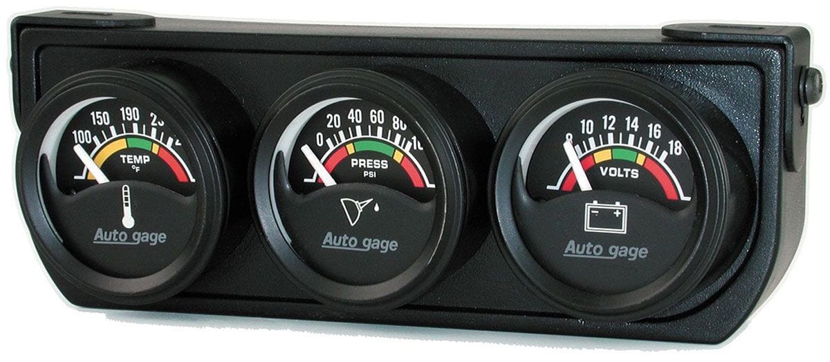 AUTOMETER 1-1/2", Short Sweep Electric, Water Temperature, Oil Pressure, Voltme Auto Meter Auto gage Three-Gauge Console AU2391 SR
