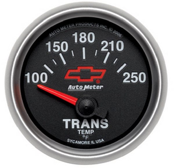 AUTOMETER 2-1/16", Black Dial, Short Sweep Electrical, 100-250°F Auto Meter Chev Bow-Tie Trans Temperature Gauge AU3649-00406 SR