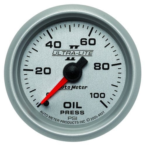 AUTOMETER 2-1/16", Full Sweep Mechanical, 0-100 psi Auto Meter Ultra-Lite II Series Oil Pressure Gauge AU4921 SR