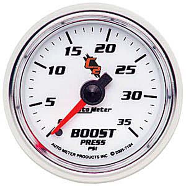 AUTOMETER 2-1/16", Full Sweep Mechanical, 0-35 psi Auto Meter C2 Series Boost Gauge AU7104 SR