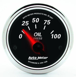 Auto Meter Designer Black II Oil Pressure Gauge AU1228