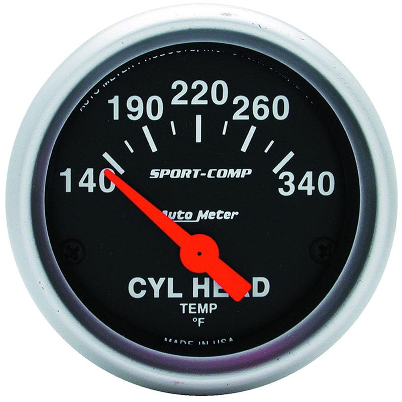 AUTOMETER 2-1/16", Short Sweep Electric, 140-340°F Auto Meter Sport-Comp Series Cylinder Head Temperature Gauge AU3336 SR