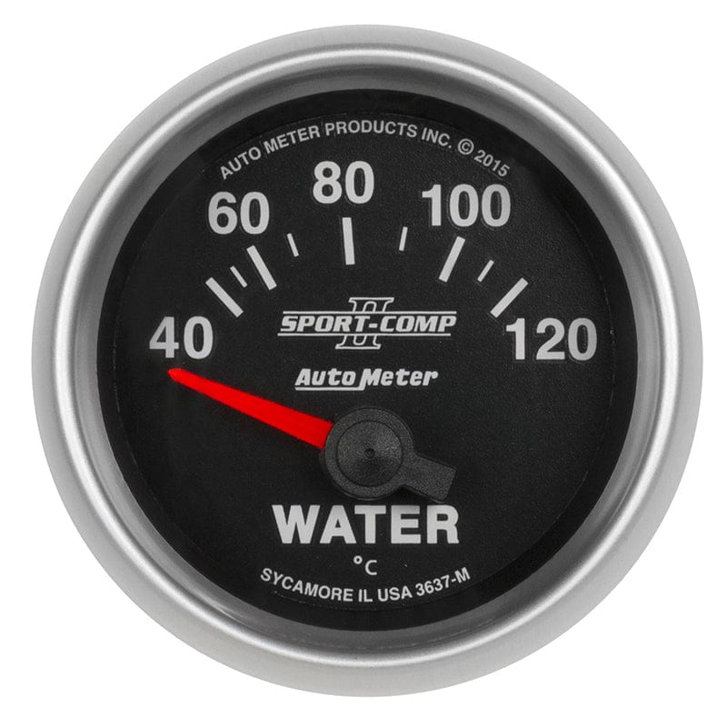 AUTOMETER 2-1/16", Short Sweep Electrical, Metric, 40-120°C Auto Meter Sport-Comp Series Water Temperature Gauge AU3637-M SR