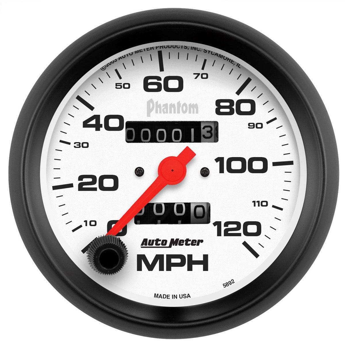AUTOMETER 3-3/8", In-Dash, Mechanical, 0-120 mph Auto Meter Phantom Series Speedometer AU5892 SR