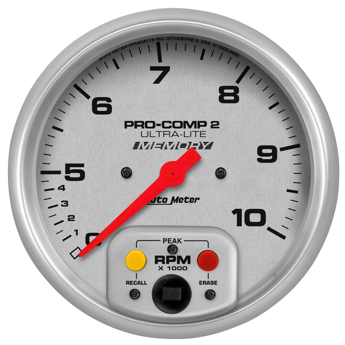 AUTOMETER 5", In-Dash, Electronic, Dual Range, Memory, 0-10,000 rpm Auto Meter Ultra-Lite Series Tachometer AU4499 SR