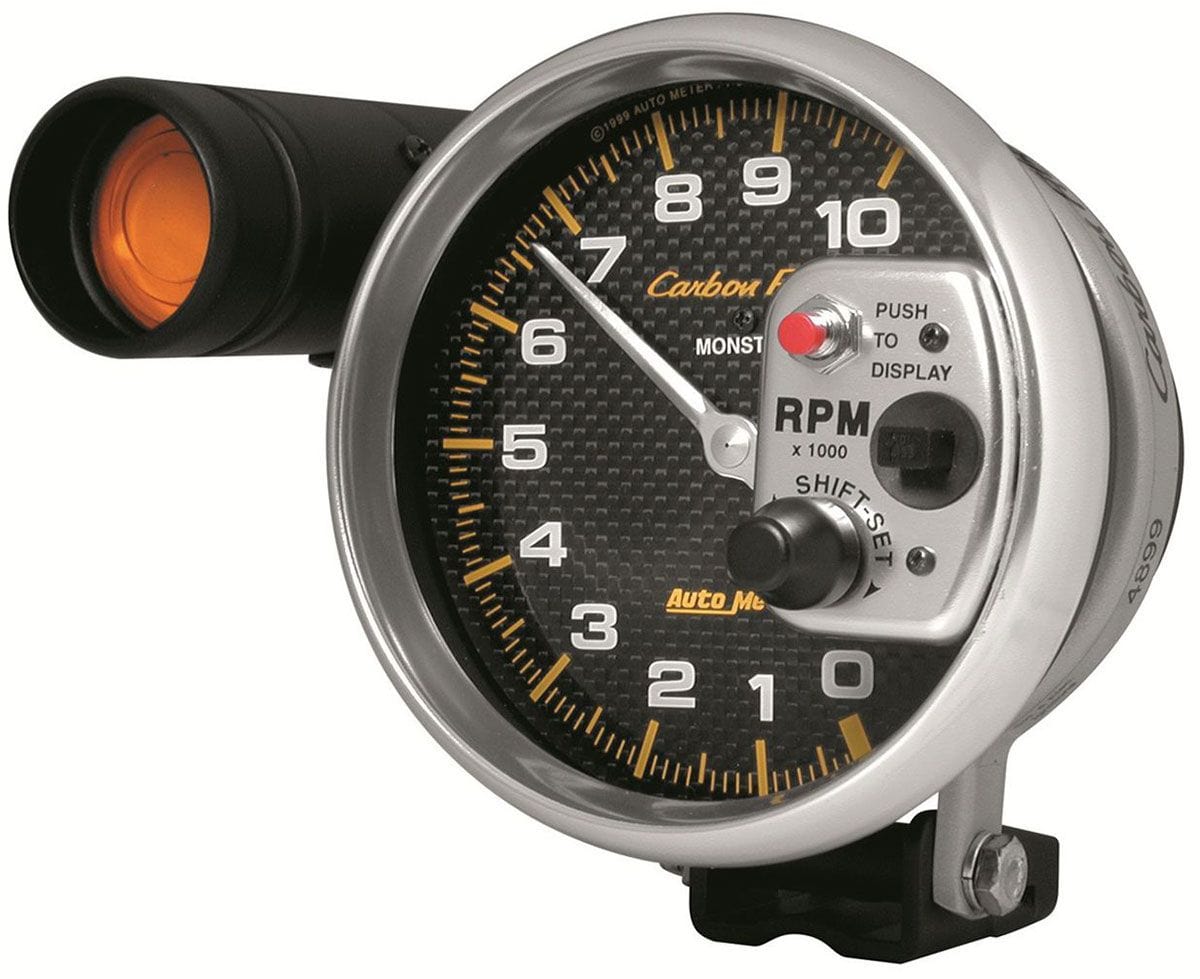 AUTOMETER 5", Pedestal Mount, External incandescent Shift Light, 0-10,000 rpm Auto Meter Carbon Fiber Series Shift-Lite Tachometer AU4899 SR