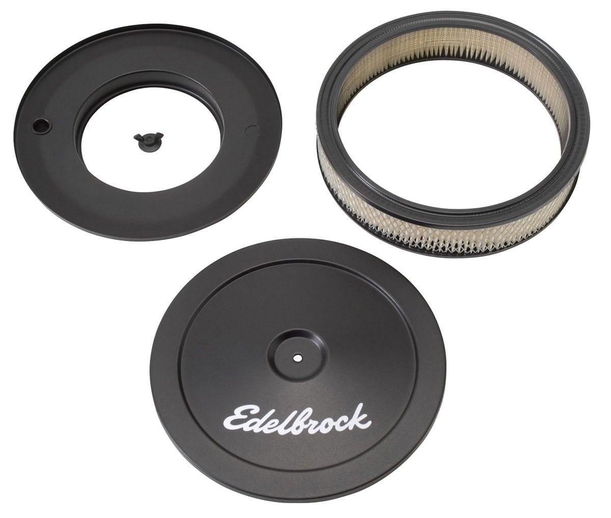 EDELBROCK 10" X 2" round Air Cleaner with black powder coat finish 3-1/2" tall Edelbrock Signature Series Air Cleaner ED1203 SR