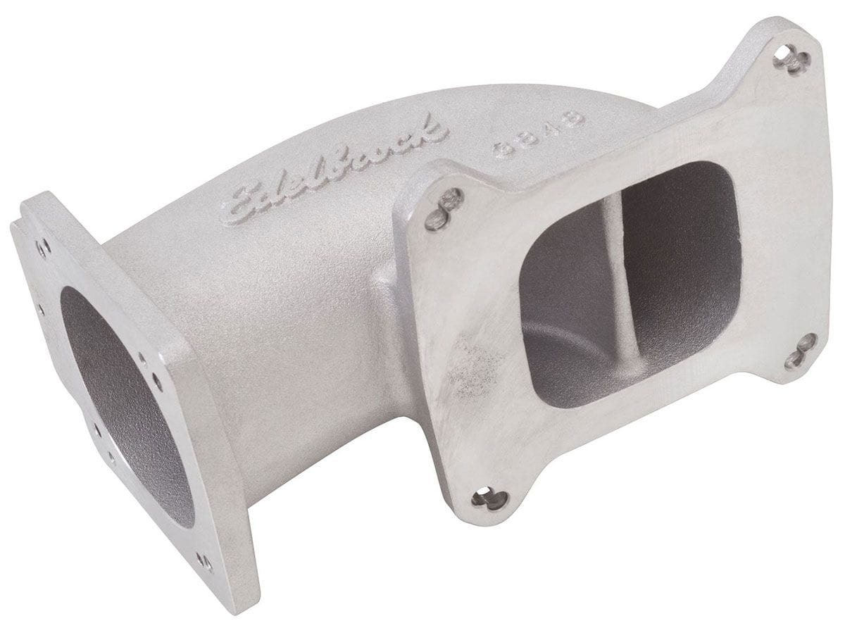 EDELBROCK 90mm Throttle Body to Square-Bore Flange Edelbrock Low Profile Intake Elbow ED3848 SR