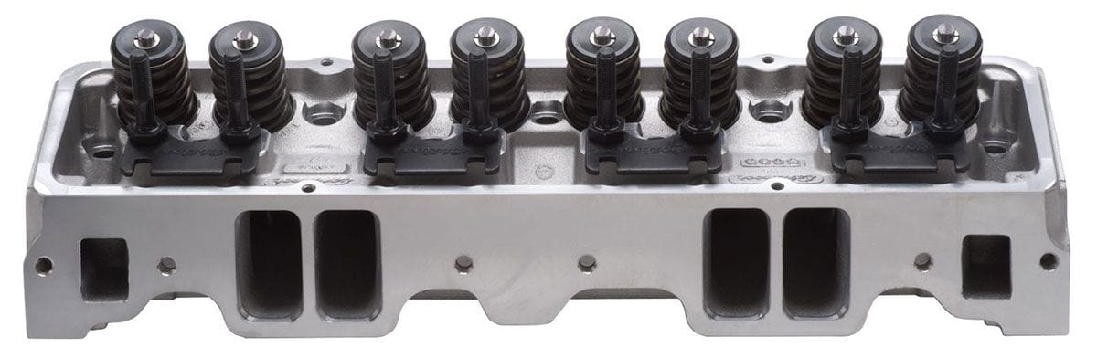 EDELBROCK SB Chevy, 64cc chambers, springs for hydraulic flat tappet & roller c Edelbrock E-210 Cylinder Heads - Pair - Complete ED5085 SR