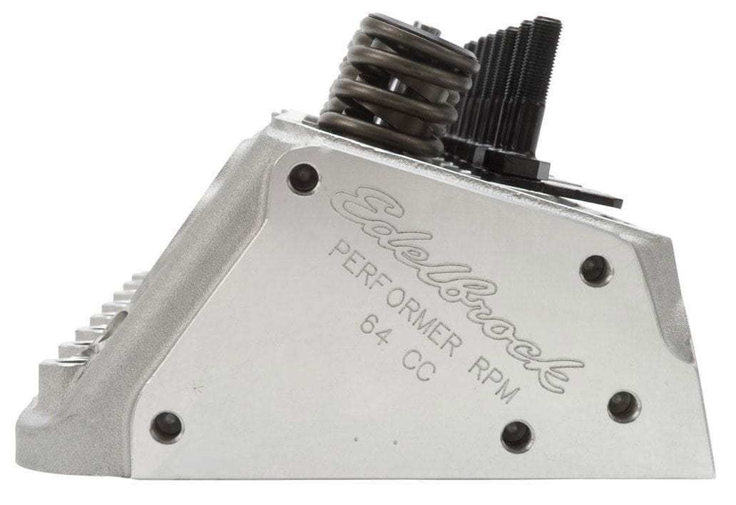 EDELBROCK SB Chevy, 64cc combustion chambers with angled plugs, 185cc Intake po Edelbrock Performer RPM Cylinder Heads - Single - Complete ED60999 SR