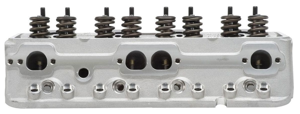 EDELBROCK SB Chevy, 64cc combustion chambers with angled plugs, 185cc Intake po Edelbrock Performer RPM Cylinder Heads - Single - Complete ED60999 SR