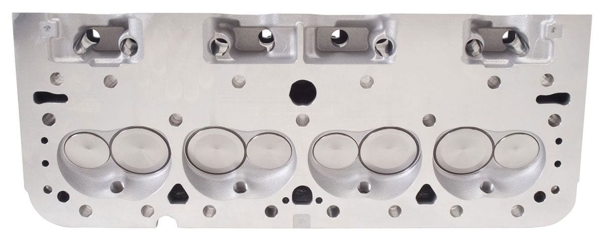 EDELBROCK SB Chevy, 64cc combustion chambers with straight plugs, 185cc Intake Edelbrock Performer RPM Cylinder Heads - Single - Complete ED60899 SR