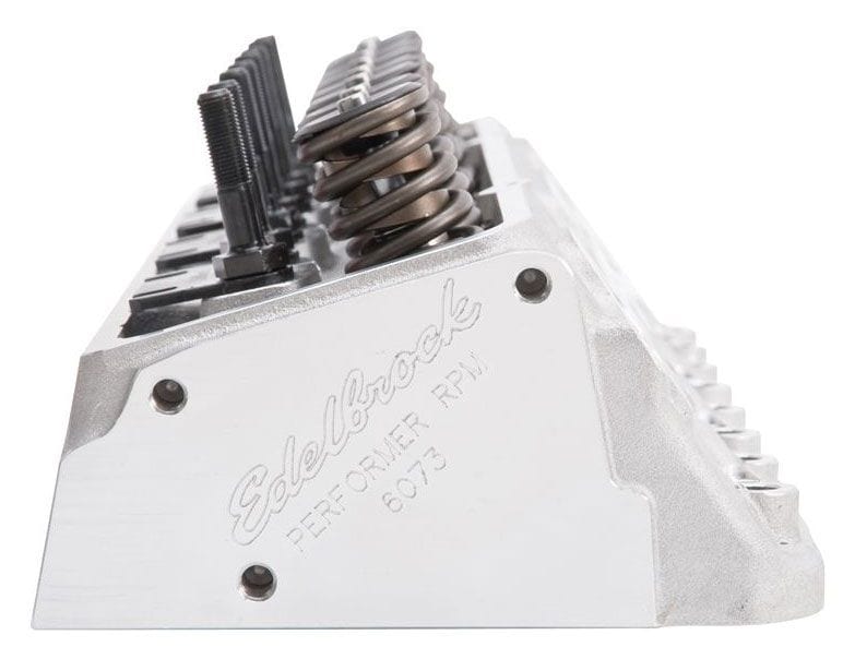 EDELBROCK SB Chevy, 70cc combustion chambers with straight plugs, 195cc Intake Edelbrock Performer RPM Cylinder Heads - Single - Complete ED60739 SR